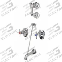 ZURN Straight Service Sink Faucet: Wall, Widespread, Brass, Chrome, 2.2 gpm Flow Rate, Straight (MPN Z873E2-EVB-IS). Key specifications — Color/Finish: Chrome; Series: AquaSpec®; Includes: Metal Handles.