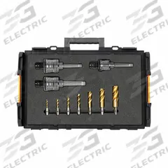 HOLEMAKER TECHNOLOGY Impact Wrench Clutched Tapping Set: 9 Pc, 6H, TiN Coated High Speed Steel (MPN 132000-INSET2). Key specifications — attr1300563: 3/4 in VersaDrive® Spiral Flute Tap; attr1300542: HOLEMAKER TECHNOLOGY.