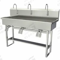 SANI-LAV Wash Station: 45 in Overall Ht, 57 in Bowl Lg, 8 in Bowl Dp, 0.5 gpm Flow Rate, 16 ga (MPN 56FK2.5). Key specifications — Includes Side Splash: Side Splash Not Included; Brand: SANI-LAV.