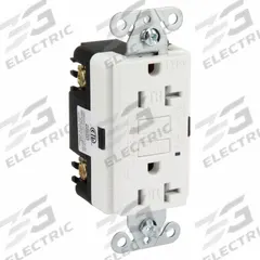 APPROVED VENDOR GFCI Receptacle: Duplex, 5-20, White, GFCI, 125V AC, 20 A, 2 Pole / 3 Wire (MPN 62175)