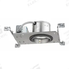 LED Recessed Down Light: Airtight New Construction, 5 in Dia, 600 lm, 3500K, 8.9 W, 120 to 277V AC (MPN IC20LED G4 06LM 35K 90CRI MVOLT ZT10). Key specifications — Voltage: 120 to 277V AC; Trim Color: Available Separately; Brand: JUNO LIGHTING; Ceiling Type: Flat Ceiling; Reflector or Baffle Color: No Reflector or Baffle; Trim Style: Available Separately; Dimmable: Yes; Color Temperature: 3500K.