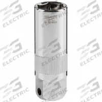 MILWAUKEE Spark Plug Socket: 3/8 in Drive Size, 18 mm Socket Size, 6-Point, Deep, Chrome (MPN 48-22-9556). Key specifications — attr1204270: Chrome; attr1204275: MILWAUKEE; attr1204284: Deep; attr1204287: Not Tether Capable.