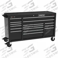 PROTO Rolling Tool Cabinet: Black / Black Drawer, 67 in W x 25 1/4 in D x 41 in H, 16 Drawers (MPN J556741B16BKPDP). Key specifications — Brand: PROTO.