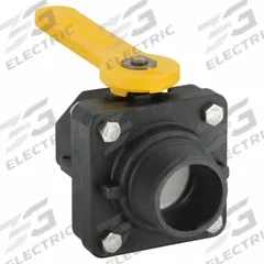 BANJO Manual Two-Way Ball Valve: 2 in, Polypropylene, Straight, MNPT x FNPT, Two-Piece, Lever (MPN VSMT204FP). Key specifications — Brand: BANJO; Handle: Lever.