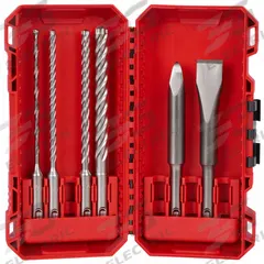 MILWAUKEE Rotary Hammer Drill Bit Set: 7 5/8 in Overall Lg, 13/32 in Shank Dia, 4 Drill Bits (MPN 48-20-7662). Key specifications — attr277146: MILWAUKEE.