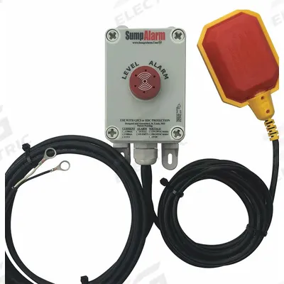 SUMP ALARM High Water Alarm: High Level, 12V DC, Auto/Manual, 90 dB, Audio/Visual - Liquid-Level Alarms
