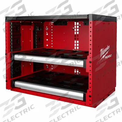 MILWAUKEE PACKOUT Rack: 27 5/16 in W x 21 in D x 22 in H, Steel, Black - PACKOUT Workshop Racking Systems