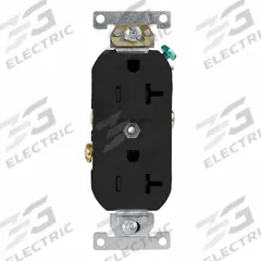 LEVITON Plugs and Receptacles: Duplex, 5-20, Black, 125V AC, 20 A, 2 Pole / 3 Wire (MPN TCR20-E)