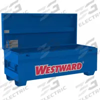 WESTWARD Chest-Style Jobsite Box: 60 in W x 24 7/16 in D x 22 13/16 in H, 20 cu ft, Recessed Padlock (MPN 780U08). Key specifications — attr1116233: Blue; attr1116253: WESTWARD; attr1222022: Recessed Padlock - Lock not included.
