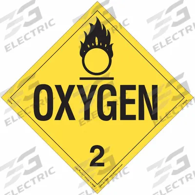 LABELMASTER Oxygen Placard: Oxygen, 10 3/4 in x 10 3/4 in, 10 3/4 in Label Ht, Vinyl - Class 2: Gases