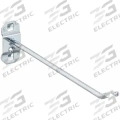 APPROVED VENDOR Single Rod Pegboard Hook: 8 1/2 in x 1 in, Screw-In, Surface, Silver (MPN 6YB92). Key specifications — Mounting Type: Surface; Finish: Zinc-Plated; Color: Silver; Accessory Type: 30-Degree Single Hook; Locking System: Screw-In; Brand: APPROVED VENDOR.