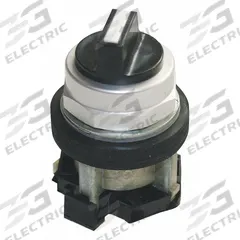 EATON Selector Switch: 30 mm Panel Mounting Size, 3 Positions, Short Lever, 2NO, Metallic (MPN HT8JXH1DAA5). Key specifications — AC Contact Rating: 10 A @ 600 V; Action: Momentary/Maintained/Momentary; Cam: 1D; DC Contact Rating: 5 A @ 250 V; Hazardous Location Specification: Not Rated; Operator Head Material: Polymer; Operator Head Type: Short-Handled Knob; Operator Illumination: Non-Illuminated.