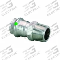 VIEGA PROPRESS Crimp Adapter Fitting: 1/2 in CTS x 3/4 in Pipe Size, Straight, Press-fit x MNPT (MPN 80015). Key specifications — Brand: VIEGA PROPRESS.