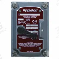 APPLETON ELECTRIC Switch Cover: Tumbler Switches (MPN EDSF23WQ). Key specifications — attr206748: EDSF23WQ; attr1023121: Tumbler Switches; attr1023126: Malleable Iron Cover; attr1023128: Front Cover with Switch; attr211297: APPLETON ELECTRIC; attr1024199: Contender™.