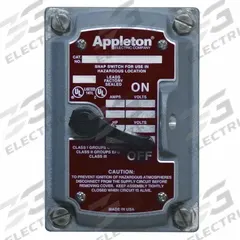 APPLETON ELECTRIC Switch Cover: Tumbler Switches (MPN EDSF23WQ). Key specifications — attr206748: EDSF23WQ; attr1023121: Tumbler Switches; attr1023126: Malleable Iron Cover; attr1023128: Front Cover with Switch; attr211297: APPLETON ELECTRIC; attr1024199: Contender™.