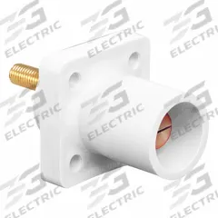 Single Pole Receptacle: White, Straight Taper Nose Mating, Threaded Stud Termination, 400 A (MPN 16R23-1UW). Key specifications — Series: 16; Receptacle Gender: Male; Brand: LEVITON.