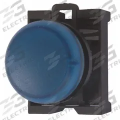 EATON Pilot Light Head: 22 mm Panel Mounting Hole Dia, Blue, Smooth, LED, M22 Series (MPN M22-L-B). Key specifications — Brand: EATON; Compatible Lamp Module Type: LED Module; Compatible with Series: M22.