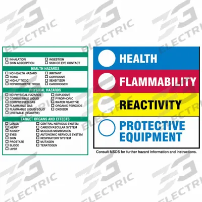 BRADY HMIG Label: 4 in Ht, 5 7/8 in Wd, Paper, Adhesive, 5 7/8 in x 4 in - Safety