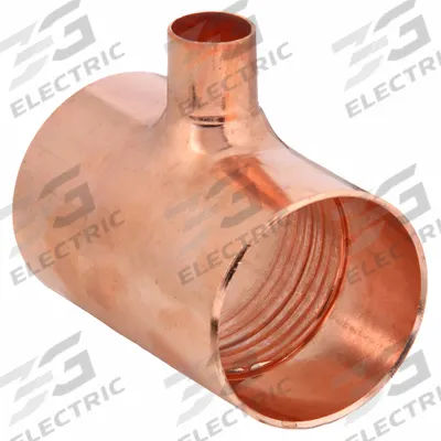NIBCO Sweat Fitting Tee: 3/4 in CTS x 3/4 in CTS x 3/8 in CTS, Cup x Cup x Cup - Wrot Copper Tube Fittings