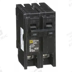 SQUARE D Miniature Circuit Breaker: 125 A, 120/240V AC, Single Phase, 10kA at 120/240V AC, 2 Poles (MPN HOM2125). Key specifications — Phase: Single; Amps: 125 A; AC Voltage Rating: 120/240V AC; Max. AIR Rating: 10kA at 120/240V AC; For Use With: Homeline Load Center; Brand: SQUARE D.