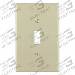 LEVITON Wall Plate: Toggle, 1 Gang, Ivory, Midsize Size (MPN PJ1-I). Key specifications — Brand: LEVITON; Material: Nylon.