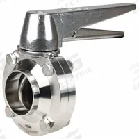 DIXON Butterfly Valve: 1 1/2 in Pipe Size, Solder, 140 psi Max. Pressure (CWP), 316L Stainless Steel (MPN B5107S150BB-C). Key specifications — Average Surface Roughness (Ra): ≤ 32 micron; Brand: DIXON; Stop Positions: 13; Handle Type: Lever; Body Material: 316L SS; Disc Material: 316L SS.