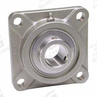 IPTCI BEARINGS Flange Mount Bearings: Radial Ball, 1 1/8 in Bore, SS, Set Screws - Food-Grade Flange-Mount Ball Bearings