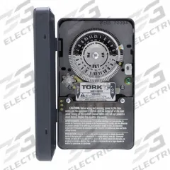 TORK Electromechanical Timer: 24 hr, 120-277V AC, DPST, Mechanical (MPN 7209A). Key specifications — Body Material: Metal; Indoor/Outdoor Usage: Indoor; Brand: TORK.