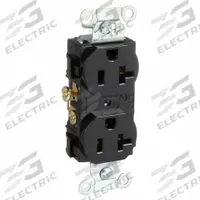 HUBBELL Receptacle: Duplex, 5-20, Black, 125V AC, 20 A, 2 Pole / 3 Wire (MPN CR20BLK)