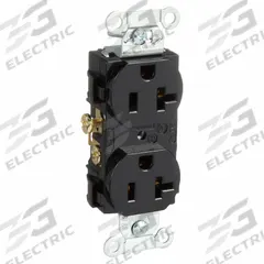 HUBBELL Receptacle: Duplex, 5-20, Black, 125V AC, 20 A, 2 Pole / 3 Wire (MPN CR20BLK)