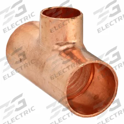 NIBCO Sweat Fitting Tee: 1 in CTS x 1 in CTS x 1/2 in CTS, Cup x Cup x Cup - Wrot Copper Tube Fittings