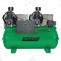SPEEDAIRE Electric Air Compressor: 7.5 hp, 2 Stage, Horizontal, 120 gal, 50.2 cfm, 175 psi (MPN 35WC63). Key specifications — attr48430: SPEEDAIRE; attr48445: 60 Hz; attr48448: Tri-voltage Motor; attr48450: 460V AC; attr48474: Three; attr48487: Horizontal.