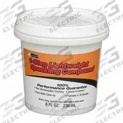 WHITE LIGHTNING Spackle: White Lightning®, 3 1/4 in x 3 1/4 in, 0.5 pt Container Size, Pail, White (MPN WL60512). Key specifications — Color: White; Series: White Lightning®; Brand: WHITE LIGHTNING.