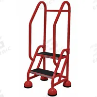 COTTERMAN Rolling Ladder: 1.5 ft Platform Ht, Partially Assembled, Steel, Wt-Actuated Auto-Lock (MPN ST-201 A2 C6 P5). Key specifications — Includes Handrails: Handrails Included; Material: Steel; Brand: COTTERMAN; Color: Red.