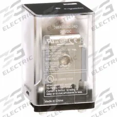 SCHNEIDER General Purpose Relay: Socket Mounted, 10 A Current Rating, 24V DC, 3PDT, C Socket (MPN 788XCXRC-24D). Key specifications — Brand: SCHNEIDER; Base Type: Square; Mounting Style: Plug-In; Pin Shape: Flat; Electrical Connection: Blade Terminal; Manufacturer Part Number: 788XCXRC-24D; Operating Current: 10 A at 28V DC-1 (1 NO Resistive Load Conforming to IEC); Series: 788R Series.