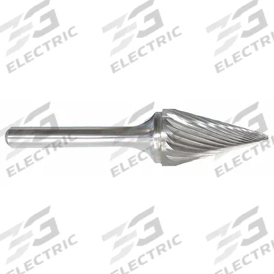 APPROVED VENDOR Carbide Bur: Pointed-End Cone, SM-3, Single Cut, 1/4" x 1" Head - Single-Cut Pointed-End Cone Burs