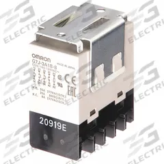 OMRON Enclosed Power Relay: Bracket Mounted, 25 A Current Rating, 100/120V AC, 3PST-NO/SPST-NC (MPN G7J-3A1B-B-W1-AC100/120). Key specifications — Brand: OMRON; Base Type: Square; Mounting Style: W-Bracket; Electrical Connection: Screw Terminal; Manufacturer Part Number: G7J-3A1B-B-W1-AC100/120; Operating Current: 25 A at 220V AC (Inductive Load NO); Series: G7J Series; Relay Bracket Type: W-Bracket (Sold with Relay).
