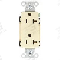 BRYANT Receptacle: Decorator Duplex, 5-20, Ivory, 125V AC, 20 A, 2 Pole / 3 Wire (MPN DRS20I)