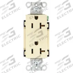 BRYANT Receptacle: Decorator Duplex, 5-20, Ivory, 125V AC, 20 A, 2 Pole / 3 Wire (MPN DRS20I)
