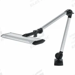 WALDMANN Task Light Double-Arm,15.7 in: LED, Plug, Articulating, 30.9 in Arm Reach, 4000K, Clamp (MPN 113735000-00809742). Key specifications — attr565483: LED; attr565453: WALDMANN; attr565455: 23 W; attr565457: Silver; attr565462: Plug; attr565488: 100 to 240V AC.