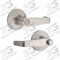 KWIKSET Door Lever Lockset: Privacy Lever Locksets, Nickel, ADA Compliant (MPN 408CNL-15-RCAL-RCS). Key specifications — Ligature Resistance: Not Ligature-Resistant; Brand: KWIKSET; Lockset Function ANSI Code: F76; Visual Indicator Message: No Message; Lockset Style: Rose; ADA Compliant: Yes; Finish: Satin Nickel-Plated.