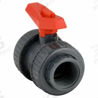 GF PIPING SYSTEMS Manual Two-Way Ball Valve: 1 1/4 in, PVC, Straight, FNPT x FNPT, Two-Piece, Tee (MPN 161375020). Key specifications — Brand: GF PIPING SYSTEMS; Handle: Tee.