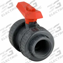 GF PIPING SYSTEMS Manual Two-Way Ball Valve: 1 1/4 in, PVC, Straight, FNPT x FNPT, Two-Piece, Tee (MPN 161375020). Key specifications — Brand: GF PIPING SYSTEMS; Handle: Tee.