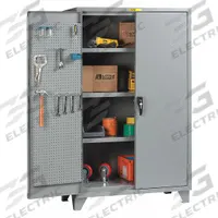 LITTLE GIANT Pegboard Cabinet: 60 in x 24 1/4 in x 78 in, Swing Handle & Padlock Hasp, Legs, Gray (MPN SSL3-A-2460-PBD). Key specifications — Cabinet Color: Gray; Method of Construction: Welded; Base Type: Legs; Assembled: Assembled; Mobility: Stationary; Adjustable Shelves: Adjustable; Cabinet Finish: Powder Coated; Cabinet Material: Steel.