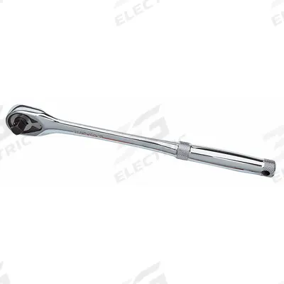 PROTO Hand Ratchet: Pear, Reversible, 10 1/2 in Overall Lg, Chrome, 8° Min Arc Swing - Tether-Ready Standard-Head Ratchets