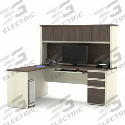 BESTAR L-Shaped Office Desk: White Chocolate, 71 1/8 in Overall Wd, 62 3/4 in Overall Dp - Prestige+ Series