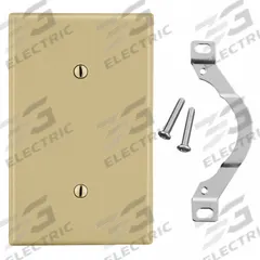 HUBBELL Wall Plate: Blank, 1 Gang, Ivory, Std Size (MPN P14I). Key specifications — Brand: HUBBELL; Material: Polycarbonate.
