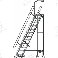 BALLYMORE Hybrid Ladder: 10.2 ft Platform Ht, Unassembled, Spring-Loaded Casters, Aluminum/Steel (MPN HY-LA-123212P-F). Key specifications — Brand: BALLYMORE; Color: Gray; Handrail Configuration: Double Handrails.