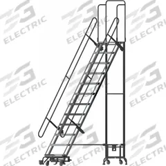 BALLYMORE Hybrid Ladder: 10.2 ft Platform Ht, Unassembled, Spring-Loaded Casters, Aluminum/Steel (MPN HY-LA-123212P-F). Key specifications — Brand: BALLYMORE; Color: Gray; Handrail Configuration: Double Handrails.