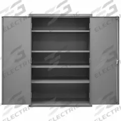DURHAM MFG Storage Cabinet: 48 in x 24 in x 72 in, Swing Handle & Keyed, 16 ga Panel Thick, Frame (MPN 2502-4S-95). Key specifications — attr62698: Gray; attr62736: Welded; attr87895: Frame; attr62693: Assembled; attr62737: Stationary; attr62694: Adjustable; attr62695: Powder Coated; attr62696: Steel.
